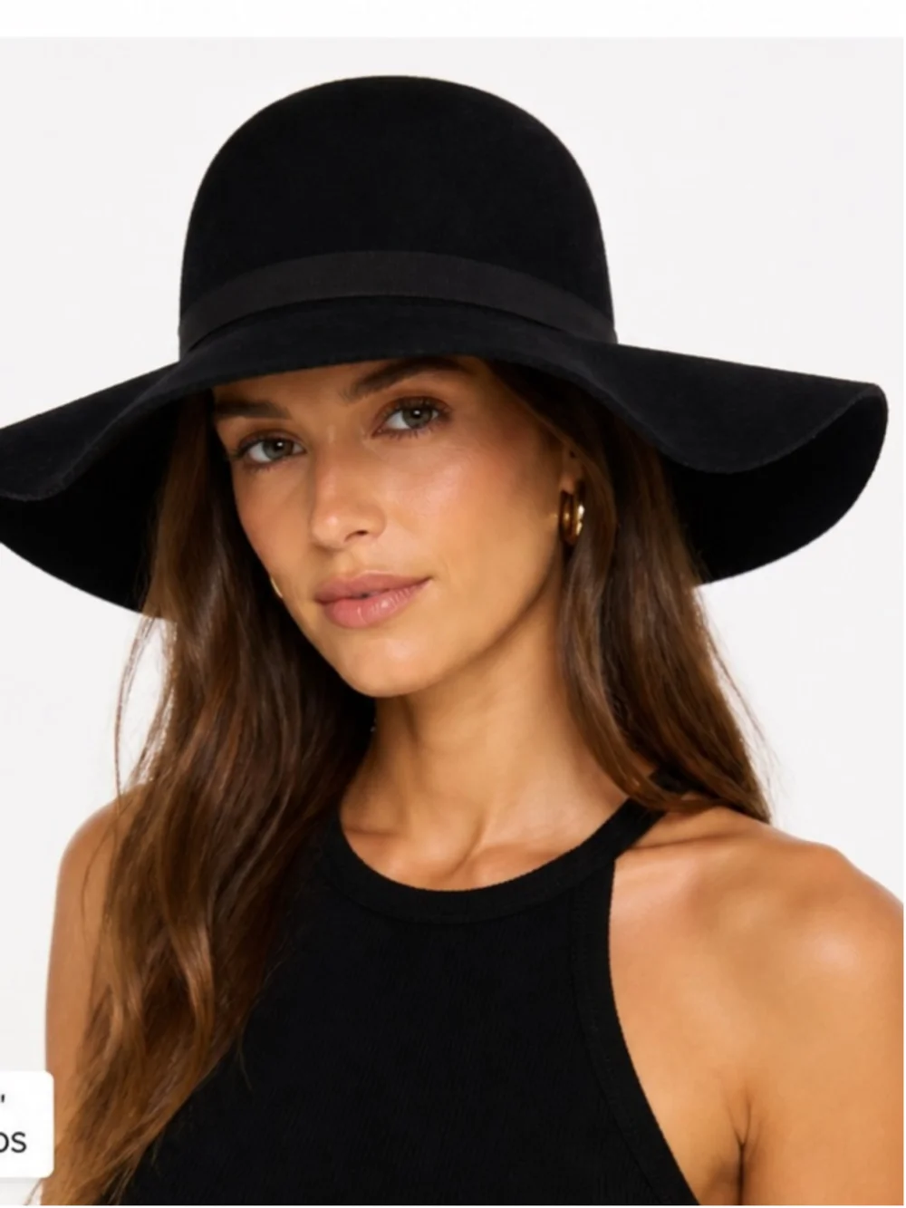 Helene Berman London Black Wool Felt Floppy Hat Wide Brim Designer